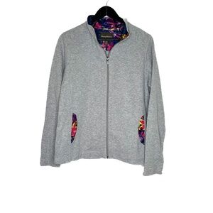 Tommy Bahama Jacket Full Zip Sweater Solid Gray